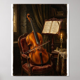 Classical Music Salon Antique Cello II Poster