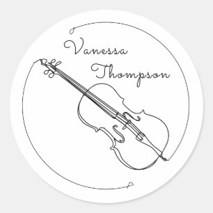 Classical Music Violin Name Minimalist Classic Round Sticker