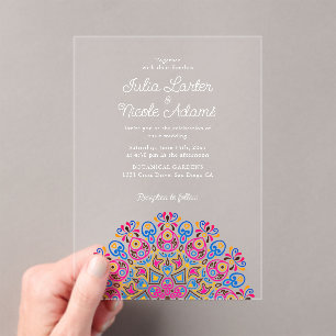 Classical Ornate Art Deco Style Mandala Wedding Acrylic Invitations