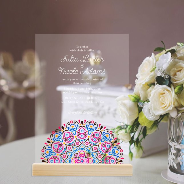 Classical Ornate Art Deco Style Mandala Wedding Acrylic Invitations (Creator Uploaded)