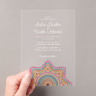 Classical Ornate Art Deco Style Mandala Wedding Acrylic Invitations