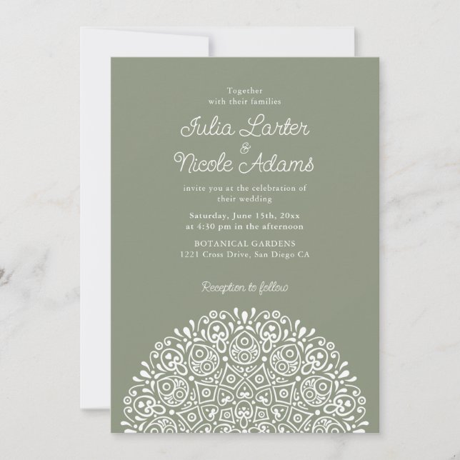 Classical Ornate Art Deco Style Mandala Wedding Invitation (Front)
