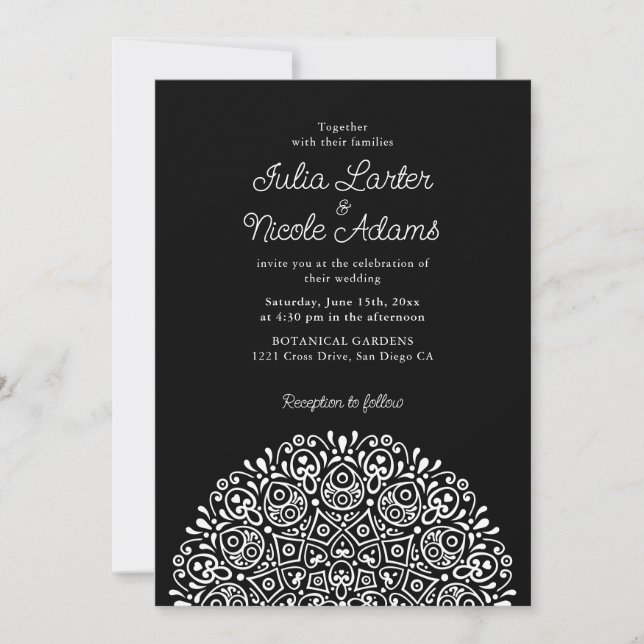 Classical Ornate Art Deco Style Mandala Wedding Invitation (Front)