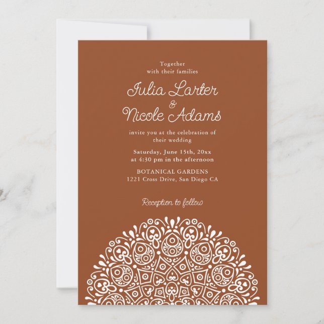 Classical Ornate Art Deco Style Mandala Wedding Invitation (Front)