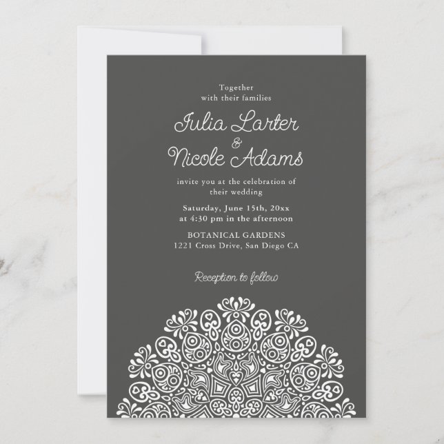 Classical Ornate Art Deco Style Mandala Wedding Invitation (Front)