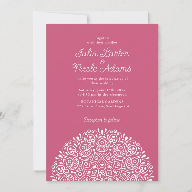Classical Ornate Art Deco Style Mandala Wedding Invitation (Front)