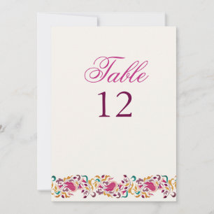 Classical Pearl Swan Floral Wedding Table Number