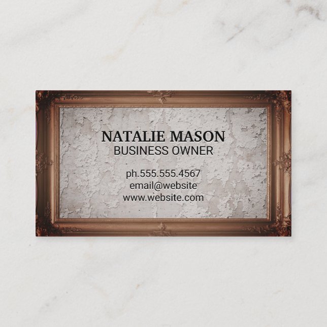 Classical Picture Frame | Grunge Wall Texture Business Card (Back)