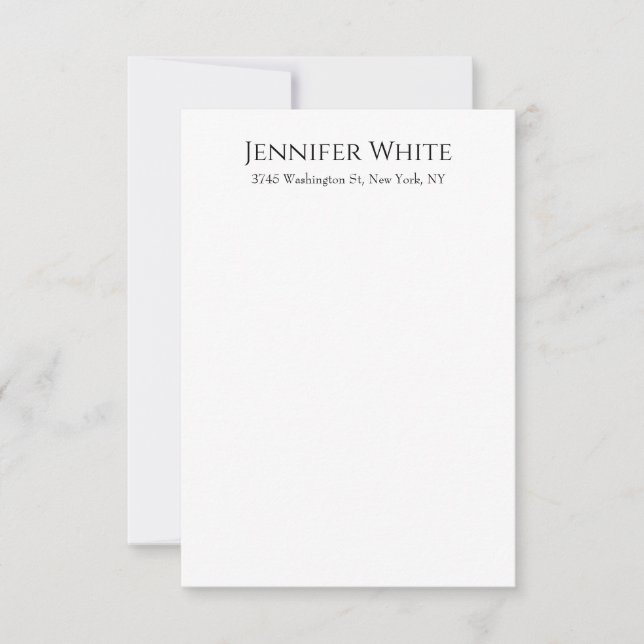 Classical Plain Elegant Black & White Minimalist Card (Front)