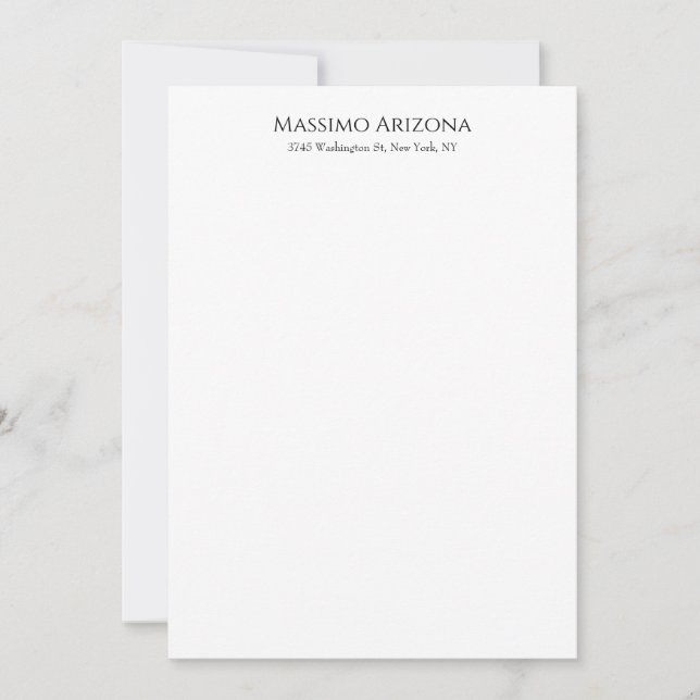 Classical Plain Elegant Black & White Minimalist Card (Front)