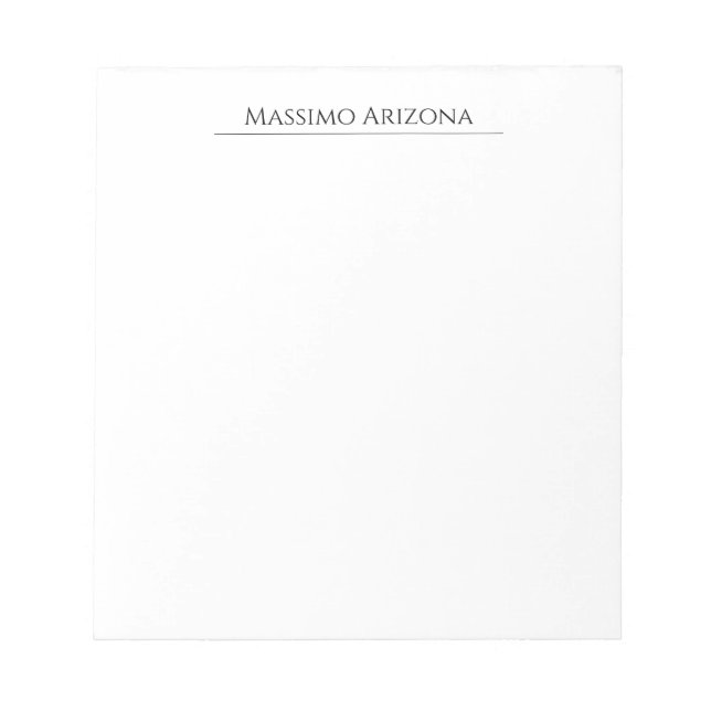 Classical Plain Elegant Black & White Minimalist Notepad (Front)