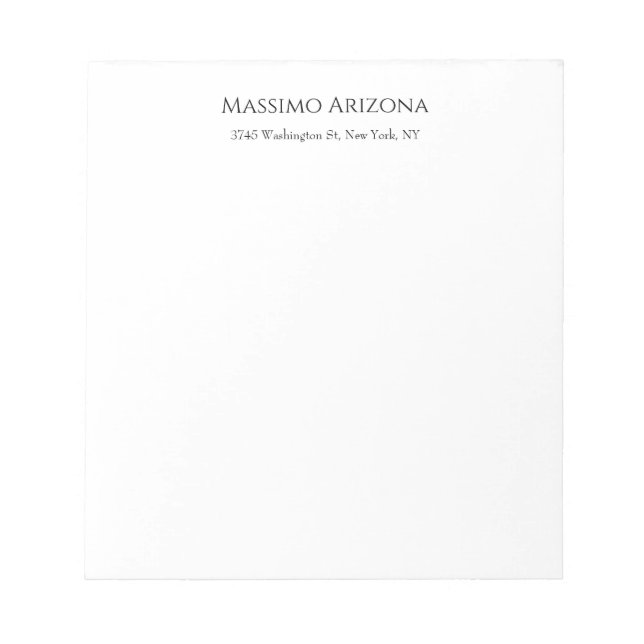 Classical Plain Elegant Black & White Minimalist Notepad (Front)