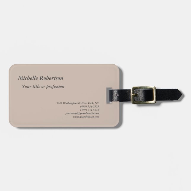 Classical Plain Minimalist Simple Luggage Tag (Front Horizontal)