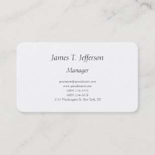 Classical plain minimalist white custom business c business card
