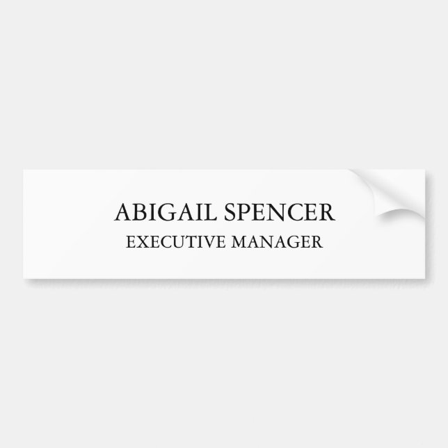 Classical Plain Simple Black White Professional Bumper Sticker (Front)