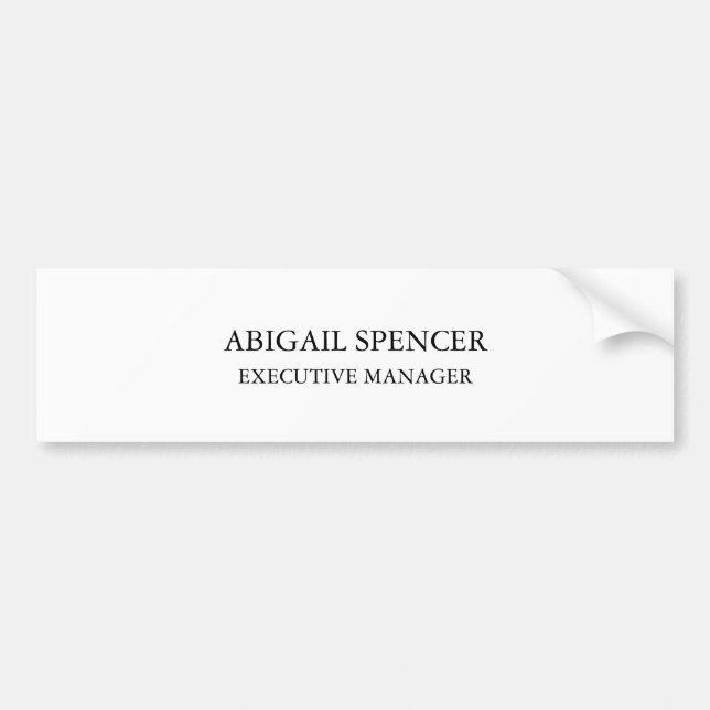 Classical Plain Simple Black White Professional Bumper Sticker (Front)