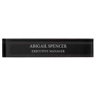 Classical Plain Simple Black White Professional Nameplate