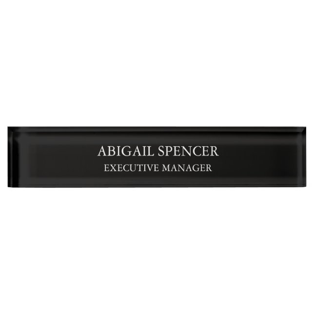 Classical Plain Simple Black White Professional Nameplate (Front)