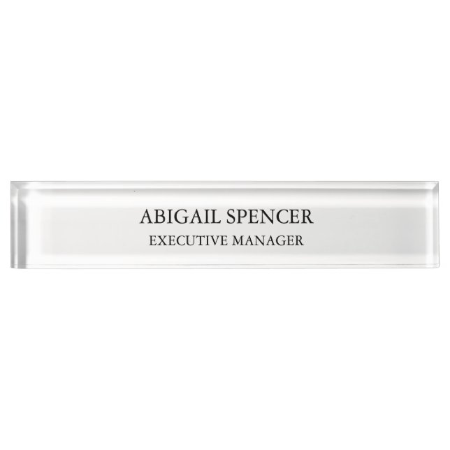 Classical Plain Simple Black White Professional Nameplate (Front)