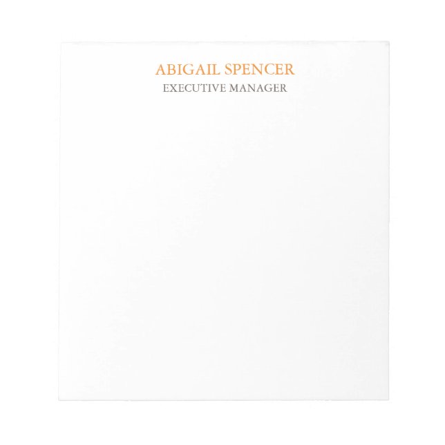 Classical Plain Simple Clean Professional Business Notepad (Front)