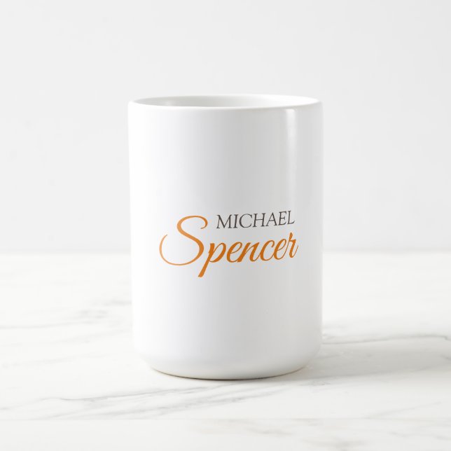 Classical Plain Simple Clean Professional Name Coffee Mug (Center)
