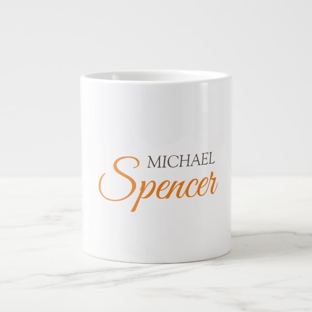 Classical Plain Simple Clean Professional Name Large Coffee Mug (Front)