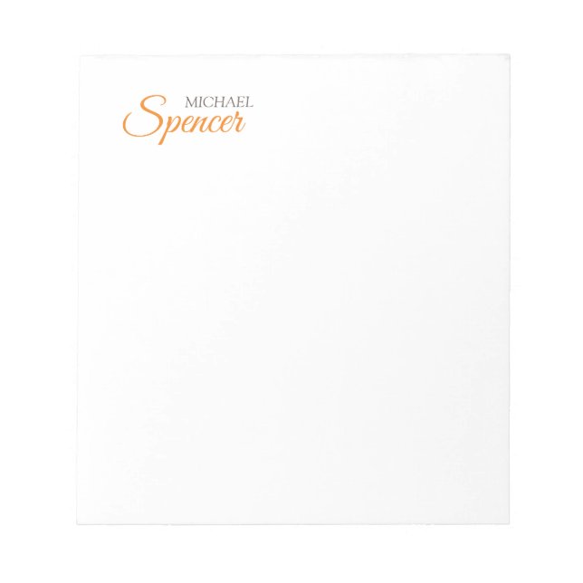 Classical Plain Simple Clean Professional Name Notepad (Front)