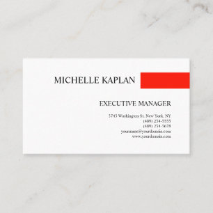 Classical Plain Simple Minimalist Red White Business Card