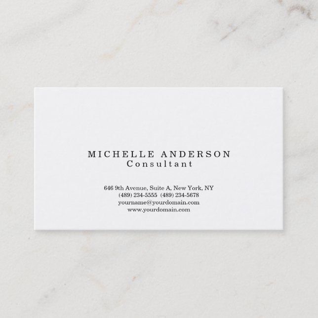 Classical Plain Simple Professional Minimalist Business Card (Front)