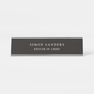Classical Plain Unique Minimalist Smoky Black Desk Name Plate