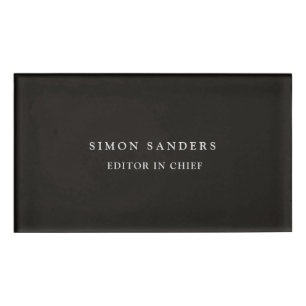 Classical Plain Unique Minimalist Smoky Black Name Tag