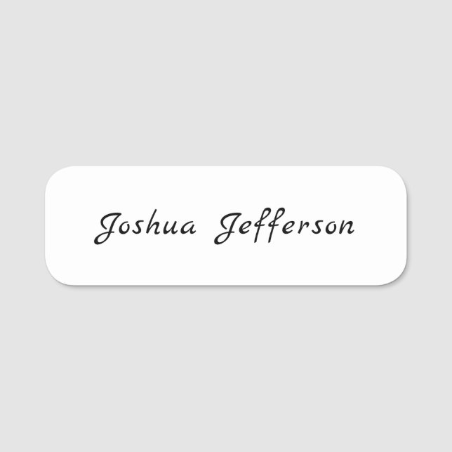 Classical Professional Creative Plain Black White Name Tag (Front)