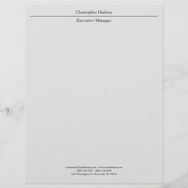 Classical Professional Light Grey Simple Plain Letterhead (Front)