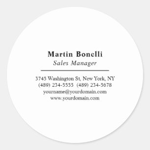 Classical Professional Own Name Information Simple Classic Round Sticker