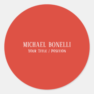 Classical Red Colour Elegant Serif Font Minimalist Classic Round Sticker