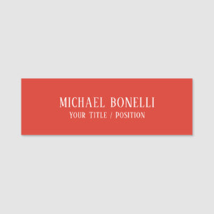 Classical Red Colour Elegant Serif Font Minimalist Name Tag