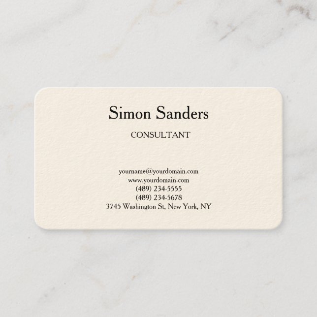 Classical Retro Plain Simple Minimalist Business Card (Front)