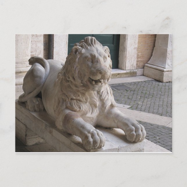 Classical Roman Lion Statue Postcard (Front)