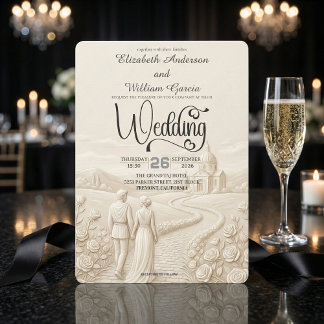 Classical Romantic Church Scene Wedding Invitation