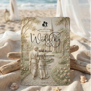 Classical Romantic Old World Chapel Wedding Invitation