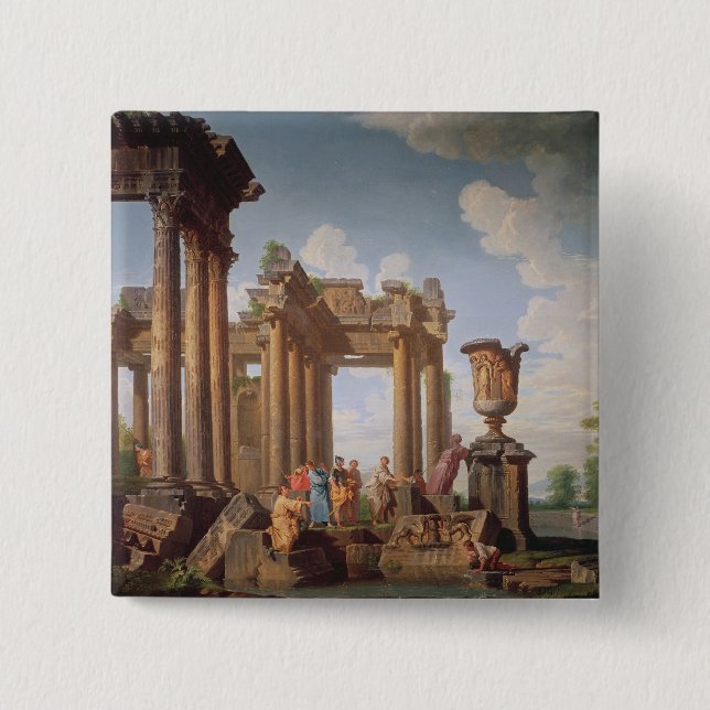 Classical Scene 2 Inch Square Button (Front)