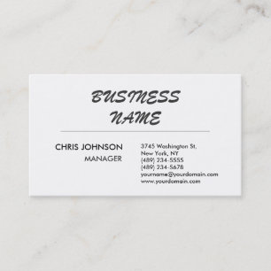 Classical Script Black White Manager Business Card