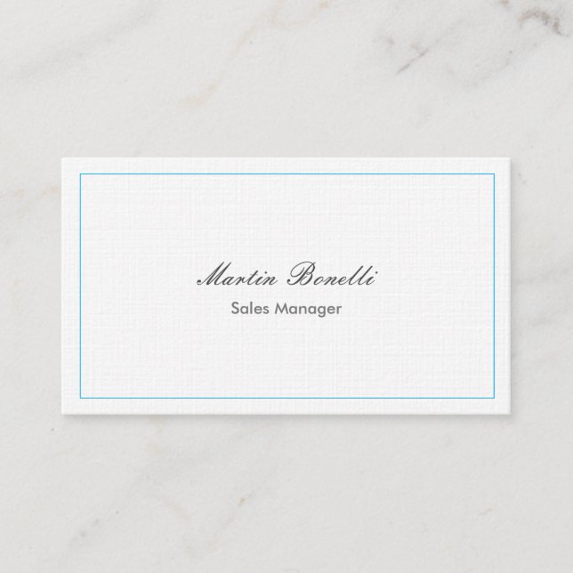 Classical Simple Black White Linen Two Sided Business Card (Front)