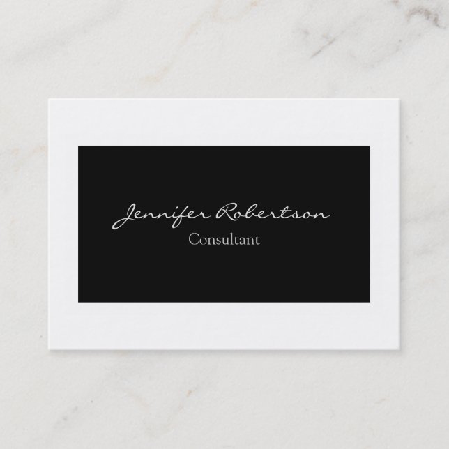 Classical Simple Black White Plain Unique Business Card (Front)