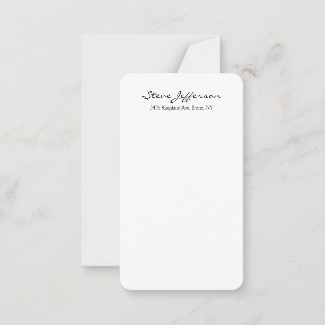 Classical Stylish Elegant Script Plain Black White Card (Front)