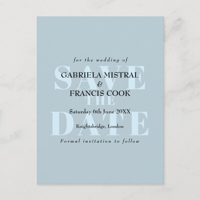 Classical Typographic Modern Save the Date Postcard (Front)