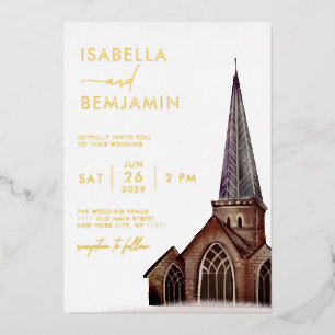 Classical Watercolor Church Religious Wedding