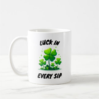 Classical white coffee coat clover design mug