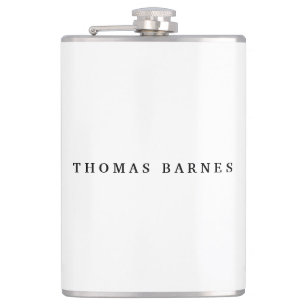 Classical White Minimalist Plain Elegant Hip Flask