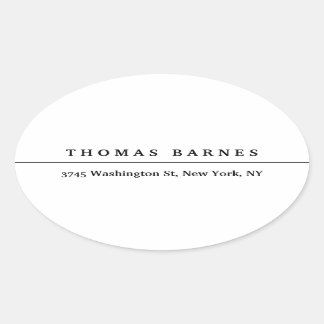 Classical White Minimalist Plain Elegant Oval Sticker